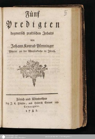 Fünf Predigten dogmatisch praktischen Inhalts