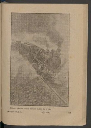 El tren, que iba a toda marcha, salióse de la vía. - [Ilustración]