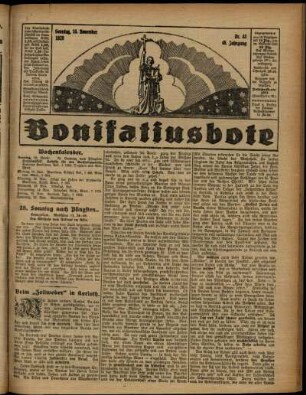 Erste Ausgabe vom Sonntag, den 10. November 1929.