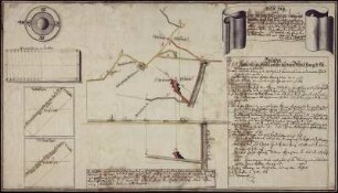 Riss von Alten Grünen Zweig und Gelobten Land Fundgrube, Maaßstab an 20. Lachter, kolorierte Handzeichnung, 1752