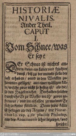 HISTORIAE NIVALIS: Ander Theil.