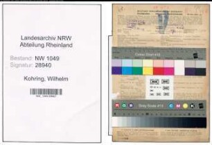 Entnazifizierung Wilhelm Kohring , geb. 28.10.1897 (Polizeibeamter)