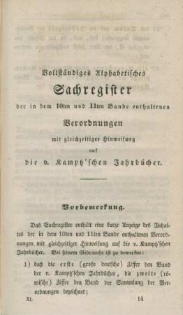 Vollständiges Alphabetisches Sachregister der in dem 10ten und 11ten Bande enthaltenen Verordnungen ...