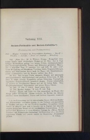 Vorlesung XVII. Becken-Peritonitis und Becken-Cellulitis.