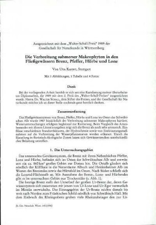 Die Verbreitung submerser Makrophyten in den Fließgewässern Brenz, Pfeffer, Hürbe und Lone (Walter-Schall-Preis 1989)