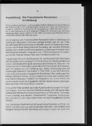 Ausstellung: Die Französische Revolution in Hamburg