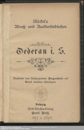 1897: Oederan i. S. : Adreßbuch und Führer durch Oederan und seine Umgebung