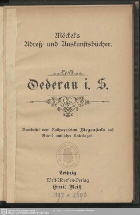 1897: Oederan i. S. : Adreßbuch und Führer durch Oederan und seine Umgebung