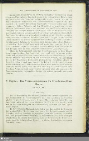 V. Capitel. Das Vermessungswesen im Grossherzogthum Baden