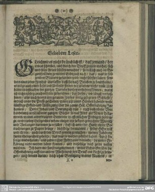 Geliebter Leser