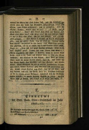E. Einnahme der Britt. Ausl. Bibel-Gesellschaft im Jahre 1816-17.