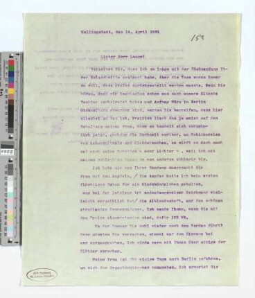 Brief an Wilhelm Laage