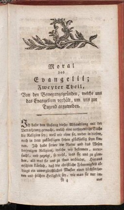 Moral des Evangelii; Zweyter Theil, Von den Bewegungsgründen, welche uns das Evangelium vorhält, um uns zur Tugend anzutreiben.
