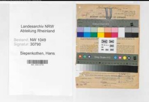 Entnazifizierung Hans Siepenkothen , geb. 06.09.1891 (Bauingenieur)