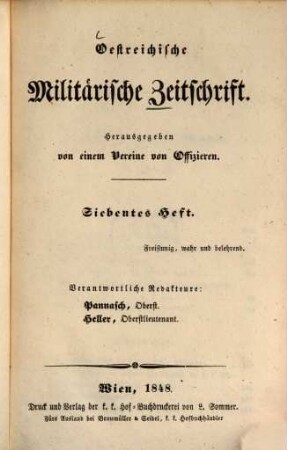 Oestreichische militärische Zeitschrift. 1848, 7/9