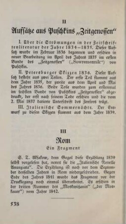 II. Aufsätze aus Puschkins "Zeitgenossen"