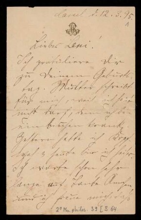 Brief von Franz Rosenzweig und Adele Rosenzweig an Helene Frank