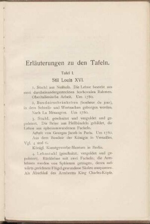 Tafel I. Stil Louis XVI.