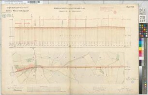 Bahnlinie Münster-Rheda-Lippstadt: Nivellements- und Situationsplan, Blatt 23: km 45,000 bis km 47,000, M. 1:2.500 und M. 1:250 Vp.: Hannover, Münster