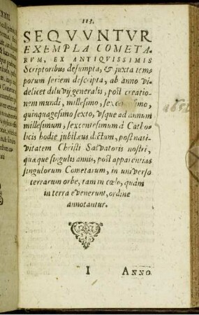 Sequuntur Exempla Cometarum [...]
