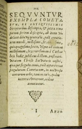 Sequuntur Exempla Cometarum [...]