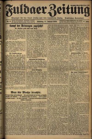 Erste Ausgabe vom Sonntag, den 12. Januar 1930.