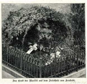 Grafik "Das Grab der Marlitt auf dem Friedhofe von Arnstadt"