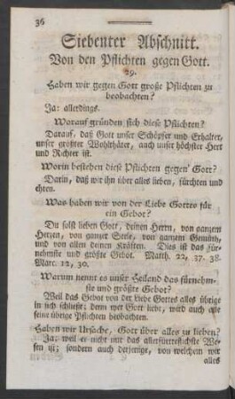 Siebenter Abschnitt. Von den Pflichten gegen Gott