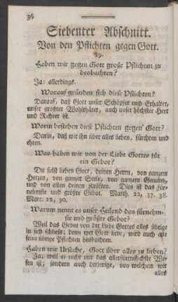 Siebenter Abschnitt. Von den Pflichten gegen Gott