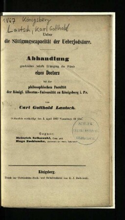 Ueber die Sättigungscapacität der Ueberjodsäure