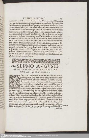 Sermo Augustini De Sancto Cypriano Martyre, Pius Ac Lectu Dignus