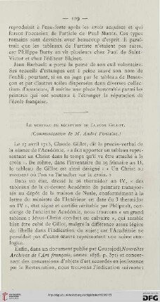 Le morceau de réception de Claude Gillot