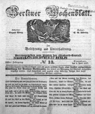 No. 13, Sonnabend, den 1. April 1837.
