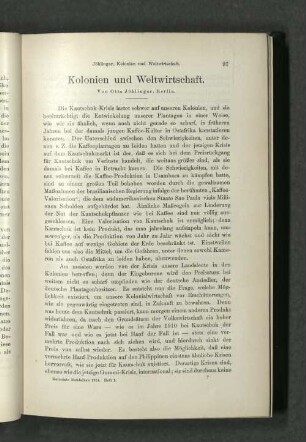 Kolonien und Weltwirtschaft.