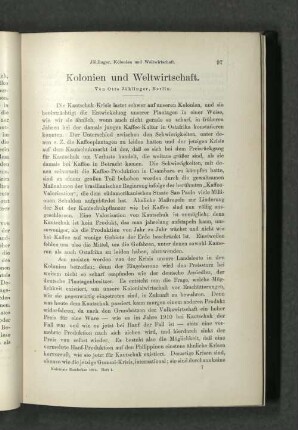 Kolonien und Weltwirtschaft.