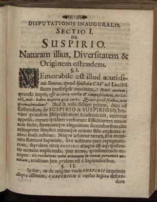 Sectio I. De Suspirio. Naturam illius, Diversitatem & Originem ostendens
