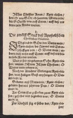 Die zwœlff Stuck deß Apostolischen || Christlichen Glaubens. ||
