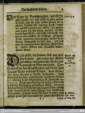 Leichenpredigt : Der leuchtende Lehrer, [allgemeiner Eingang], Textus, Eingang, Abhandlung, Gebrauch