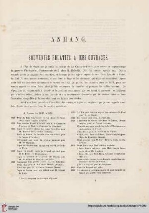Anhang: Souvenirs relatifs à mes ouvrages