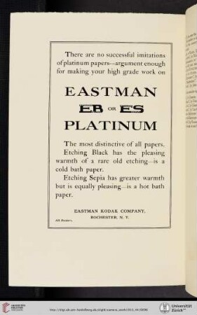 Eastman Kodak Company [Etching Black and Etching Sepia Platinum Paper]