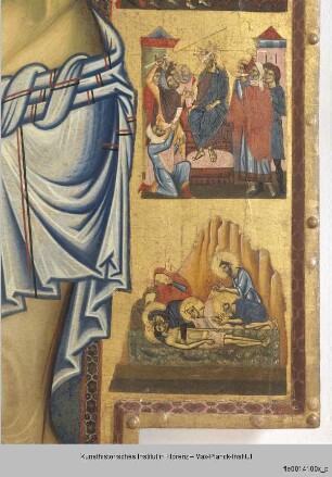 Kruzifix mit Passionsszenen : Zentrales Bildfeld: Passion Christi
