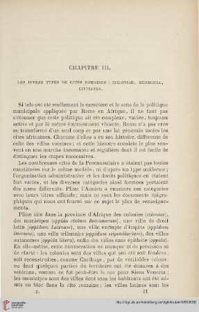 Chapitre III: Les divers types de cites romaines: coloniae, municipia, civitates