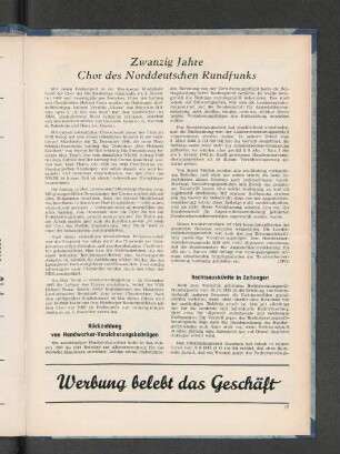Zwanzig Jahre Chor des Norddeutschen Rundfunks