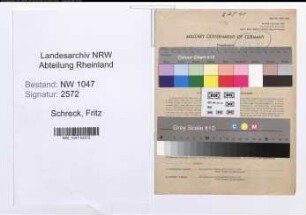 Entnazifizierung Fritz Schreck , geb. 11.08.1898 (Haendler)