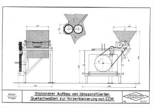 Stationärer Aufbau von längsprofilierten Quetschwalzen zur Vorzerkleinerung von CCM