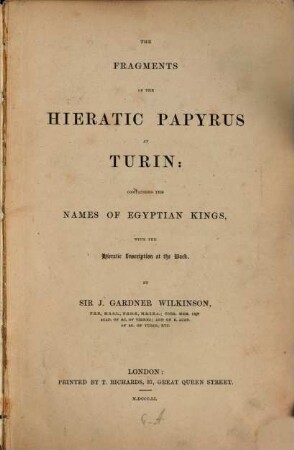 Hieratic Papyrus of Kings (of Egypt) at Turin, [1]. Text