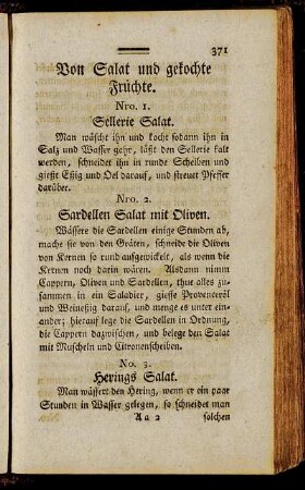 Von Salat und gekochte Früchte.