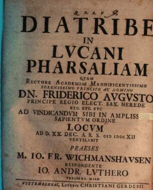 Diatribe in Lucani Pharsaliam