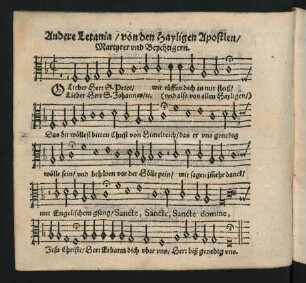 Andere Letania/ von den Hayligen Aposteln/ Martyrer vnd Beychtigern. ||