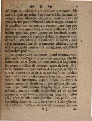 Disp. inaug. iur. de quaestionibus, seu torturis reorum : von der scharfen Frage